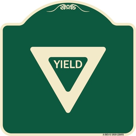 Signmission Designer Series Sign-Yield, Green & Tan Heavy-Gauge Aluminum Sign, 18" x 18", G-1818-22695 A-DES-G-1818-22695